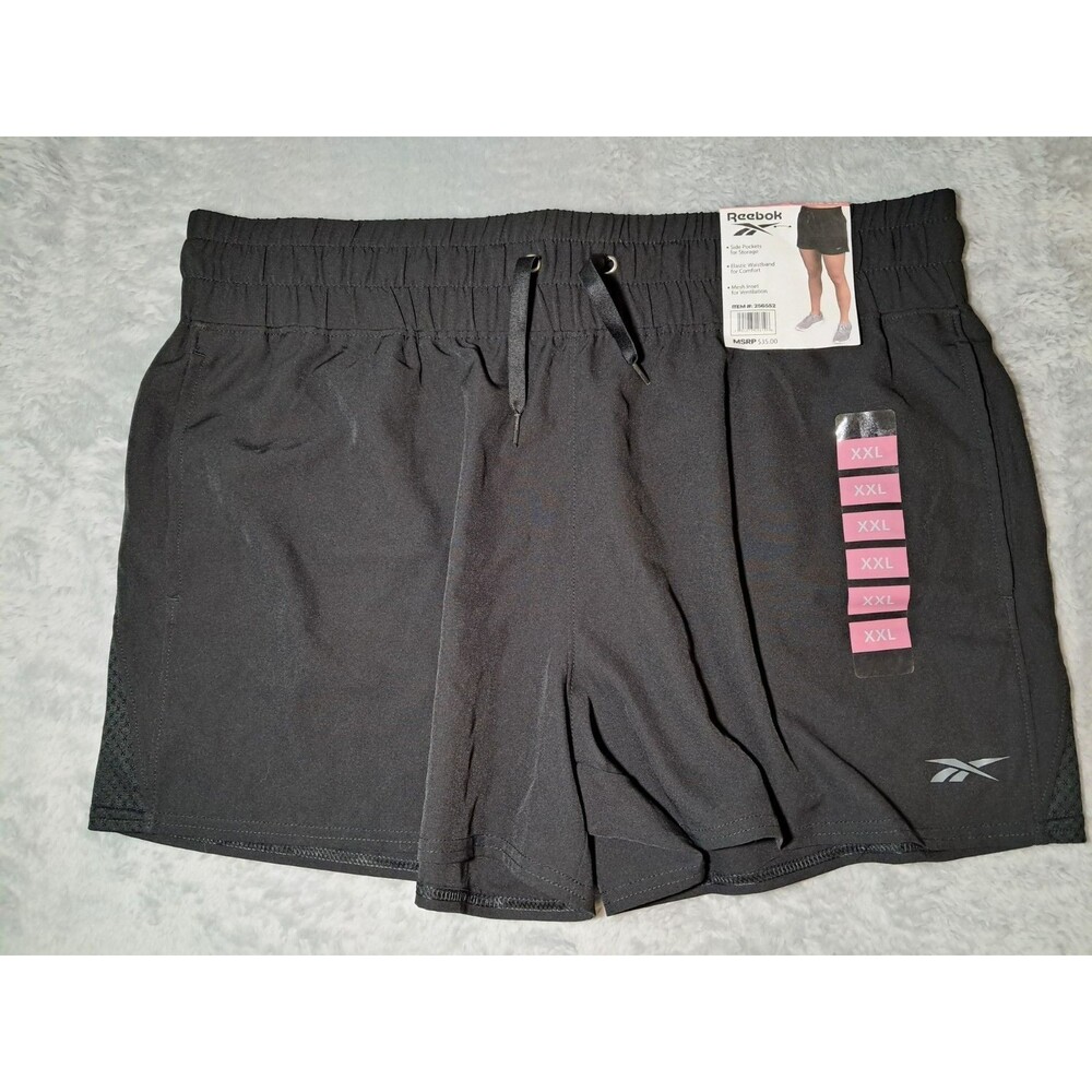 Reebok Athletic Women's Woven Running Shorts Mesh Lining Black Sz 2XL XXL